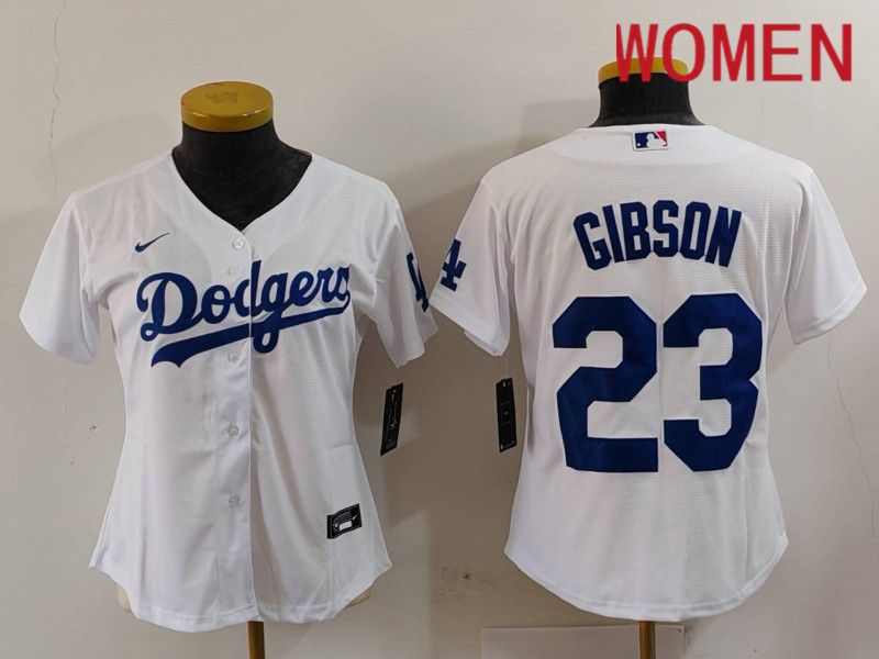 Women Los Angeles Dodgers #23 Gibson White Nike Game 2024 MLB Jersey style 1->women mlb jersey->Women Jersey